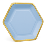 Metallic Ice Blue Hexagon Plates - 7"